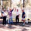 A few good men donated their time and labor to build this lattice fence as a backdrop in the Enduring Freedom Garden.
